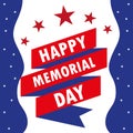 happy memorial day card with ribbon and stars Royalty Free Stock Photo