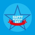 happy memorial day card with star and ribbon Royalty Free Stock Photo