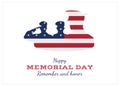 Happy memorial day. Greeting card with flag and soldier. National American holiday event. Flat Vector illustration EPS10