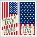 Happy Memorial Day greeting card, flyer. Happy Memorial Day poster. Patriotic banner for website template. Vector Royalty Free Stock Photo