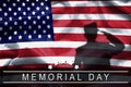 Happy Memorial Day greeting card, National american holiday. Memorial day background remember and honor , shadow of soldier