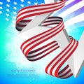 Happy Memorial Day greeting card with national flag colors ribbon and white star on colorful background. Remember and honor.