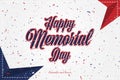 Happy Memorial Day. Greeting card with original font and stars. Template for American holidays with texture. Flat Royalty Free Stock Photo