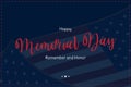 Happy Memorial Day. Greeting card with USA flag on blue background. National American holiday event. Flat vector illustration Royalty Free Stock Photo