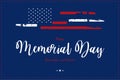 Happy Memorial Day. Greeting card with USA flag on blue background. National American holiday event. Flat vector illustration Royalty Free Stock Photo