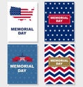 Happy Memorial Day greeting set card. Vector illustration. Royalty Free Stock Photo