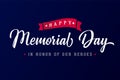 Happy Memorial Day lettering blue typography poster