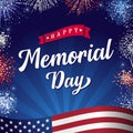 Happy Memorial Day 2021 lettering and fireworks