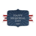 Happy Memorial Day national Sign with Ribbon Royalty Free Stock Photo