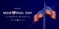 Happy memorial day with two american countries flags backgrounds for website banner, poster corporate, sign business, social media Royalty Free Stock Photo