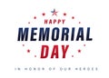 Happy Memorial Day USA lettering poster with text & stars Royalty Free Stock Photo