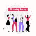 Happy men and women celebrating Birthday Party
