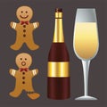 happy merry christmas champagne and gingerman cookies