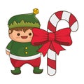 happy merry christmas elf kawaii character Royalty Free Stock Photo