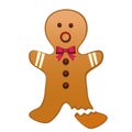 happy merry christmas gingerman cookie with bowtie and leg break