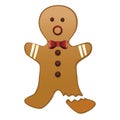 happy merry christmas gingerman cookie with leg broken
