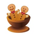 happy merry christmas gingerman cookies in wooden dish