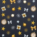 happy merry christmas set decorative icons pattern Royalty Free Stock Photo