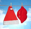 Happy Merry X mas Hanging christmas decoration Royalty Free Stock Photo