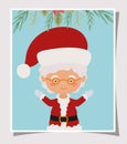 Happy mery christmas card with santa claus wife