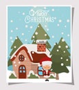 Happy mery christmas card with santa claus wife Royalty Free Stock Photo