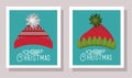Happy mery christmas card with winter hats