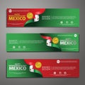 Happy Mexico independence day Banner and Background Set