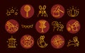 Happy mid autumn festival, chinese celebration traditional gradient style icons set Royalty Free Stock Photo