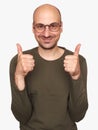 Happy bald man showing thumbs up Royalty Free Stock Photo