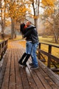 Happy middle-aged couple on autumn day Royalty Free Stock Photo