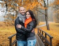 Happy middle-aged couple on autumn day Royalty Free Stock Photo