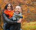 Happy middle-aged couple on autumn day Royalty Free Stock Photo