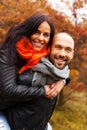 Happy middle-aged couple on autumn day Royalty Free Stock Photo