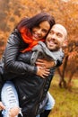 Happy middle-aged couple on autumn day Royalty Free Stock Photo