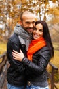 Happy middle-aged couple on autumn day Royalty Free Stock Photo