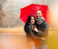 Happy middle-aged couple on autumn day Royalty Free Stock Photo