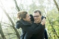 Happy middle aged couple outdoors on beautiful Royalty Free Stock Photo