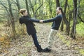 Happy middle aged couple outdoors on beautiful Royalty Free Stock Photo