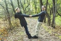 Happy middle aged couple outdoors on beautiful Royalty Free Stock Photo