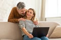 Happy Middle Aged Couple Using Laptop Computer At Home Royalty Free Stock Photo