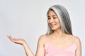 Happy middle aged mature asian woman portrait. Antiaging treatment ads. Royalty Free Stock Photo