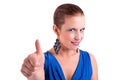 Happy middle-aged woman, with tumb up Royalty Free Stock Photo