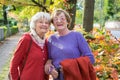 Happy Middle Aged Women in Autumn Outfits. Royalty Free Stock Photo