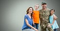 Happy Military Family with green background