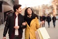 Happy millennial couple doing shopping on weekend Royalty Free Stock Photo
