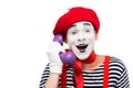 happy mime talking by ultra violet retro stationary telephone