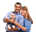 Happy Mixed Race Family With Infant Posing for A Portrait Royalty Free Stock Photo