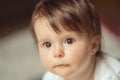 Happy  Toddler Girl with big eyes. Close-up. Royalty Free Stock Photo