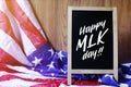 Happy MLK Day Typography on USA Flag Scene Royalty Free Stock Photo