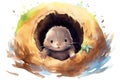 happy mole digging hole, concept of Wildlife exploration